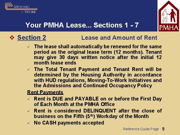 Your PMHA Lease. . . Sections 1 - 7 v Section 2 Lease and