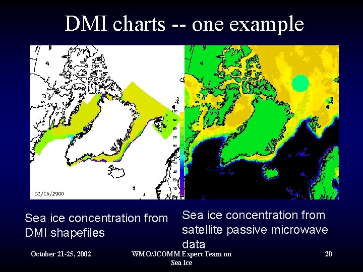 DMI charts -- one example Sea ice concentration from DMI shapefiles October 21 -25,