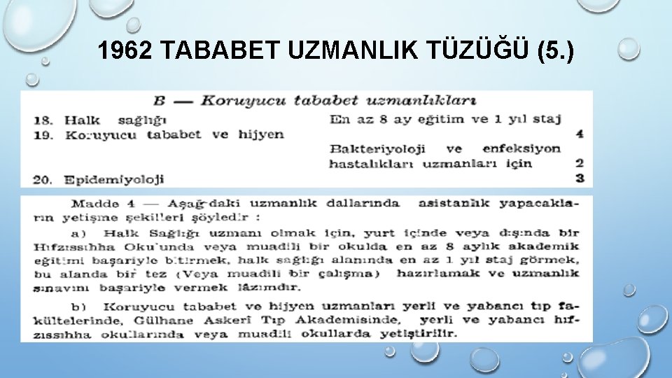 1962 TABABET UZMANLIK TÜZÜĞÜ (5. ) 1962 TABABET UZMANLIK TÜZÜĞÜ (5. )