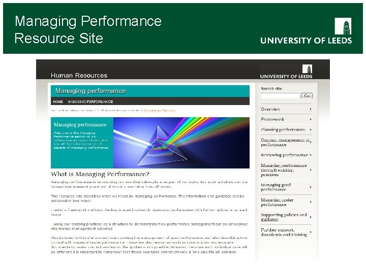 Managing Performance Resource Site 