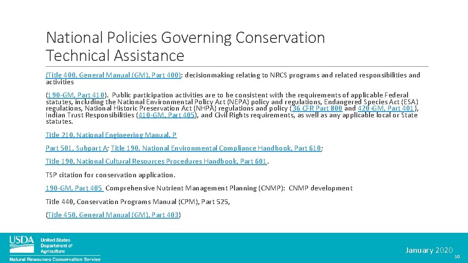 National Policies Governing Conservation Technical Assistance (Title 400, General Manual (GM), Part 400): decisionmaking