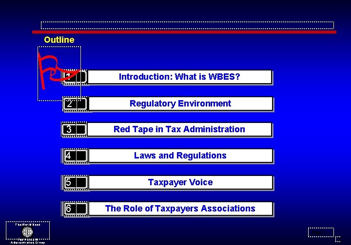 Outline P 1 Introduction: What is WBES? 2 Regulatory Environment 3 Red Tape in