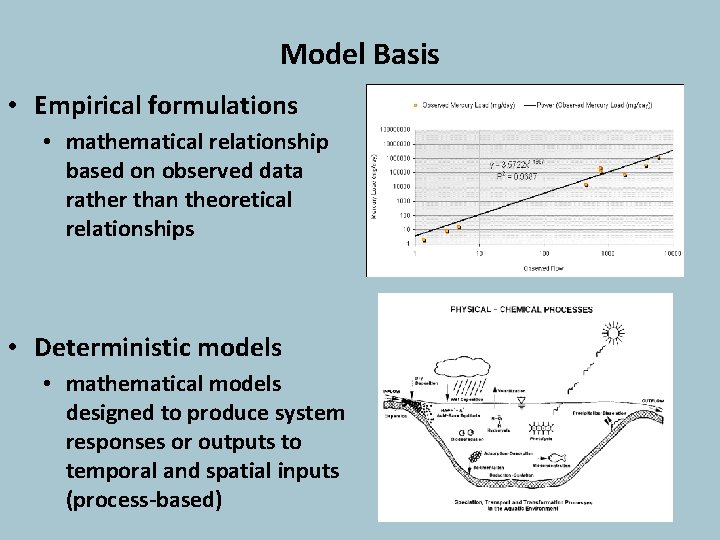 Model Basis • Empirical formulations • mathematical relationship based on observed data rather than