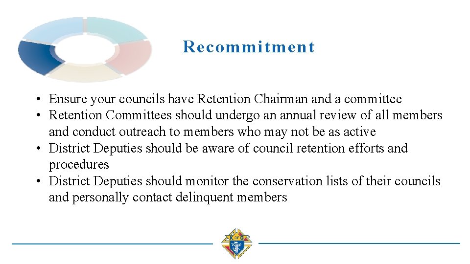 Recommitment • Ensure your councils have Retention Chairman and a committee • Retention Committees