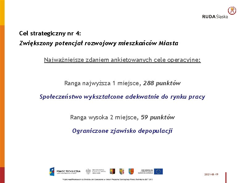 Cel strategiczny nr 4: Zwiększony potencjał rozwojowy mieszkańców Miasta Najważniejsze zdaniem ankietowanych cele operacyjne: