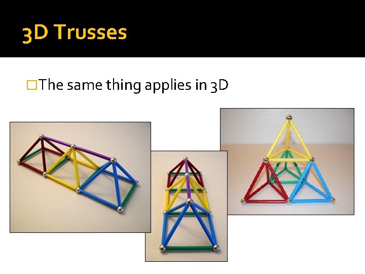 3 D Trusses �The same thing applies in 3 D 