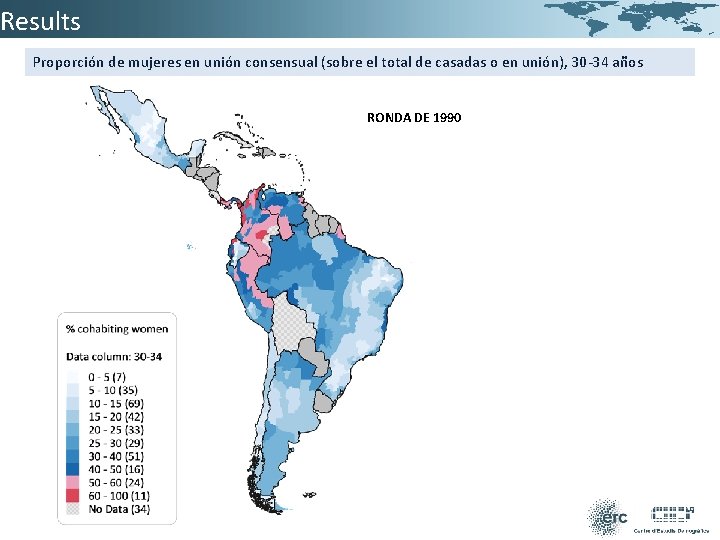 Results Proporción de mujeres en unión consensual (sobre el total de casadas o en