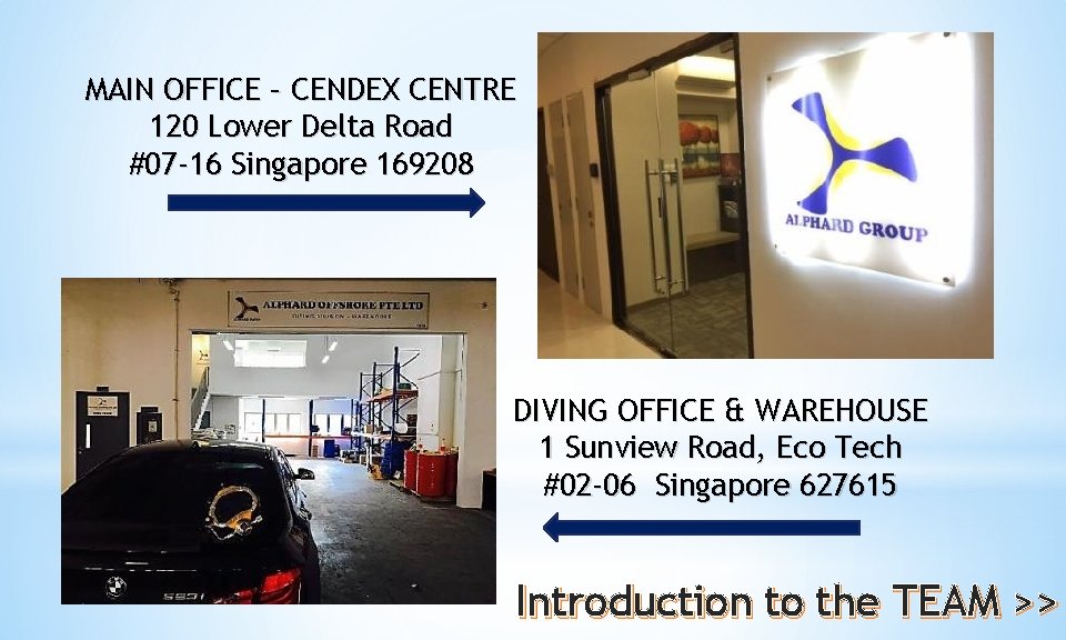 MAIN OFFICE – CENDEX CENTRE 120 Lower Delta Road #07 -16 Singapore 169208 DIVING