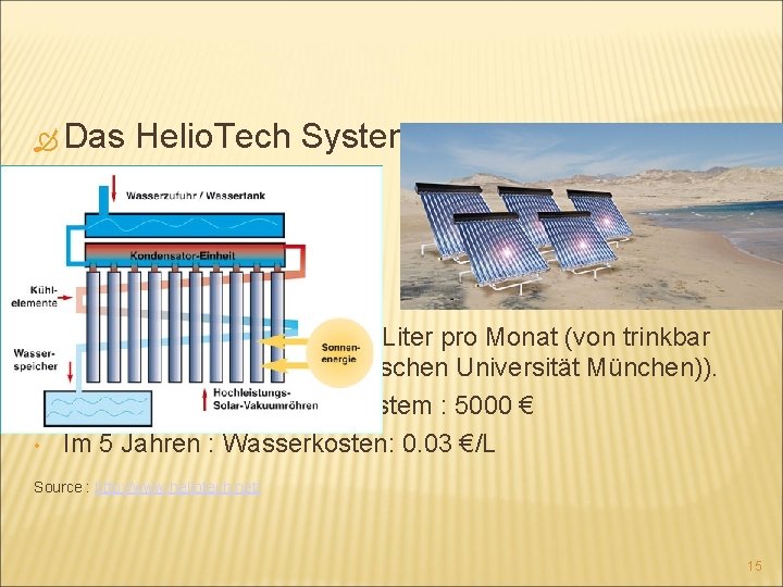  Das • • • Helio. Tech System 50 Liter pro Tag bis 15.