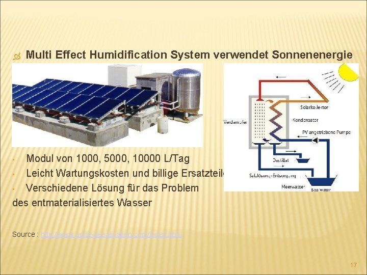  Multi Effect Humidification System verwendet Sonnenenergie Modul von 1000, 5000, 10000 L/Tag •