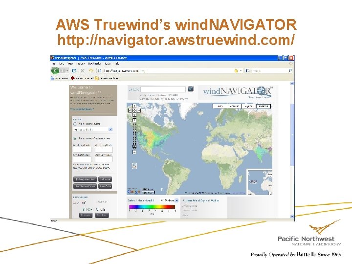 AWS Truewind’s wind. NAVIGATOR http: //navigator. awstruewind. com/ 