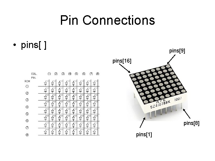 Pin Connections • pins[ ] pins[9] pins[16] pins[8] pins[1] 