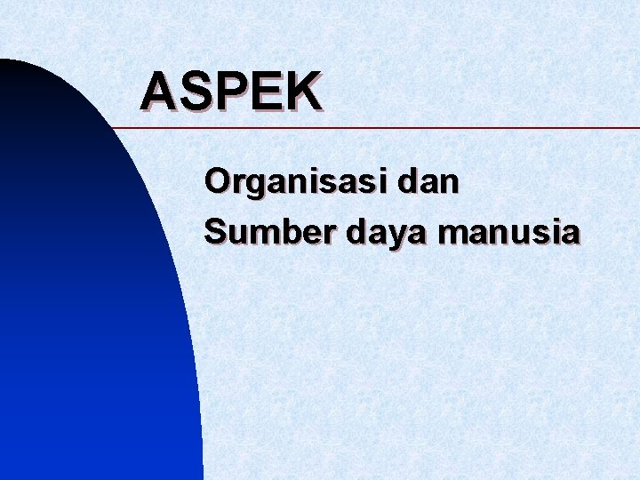 ASPEK Organisasi dan Sumber daya manusia 