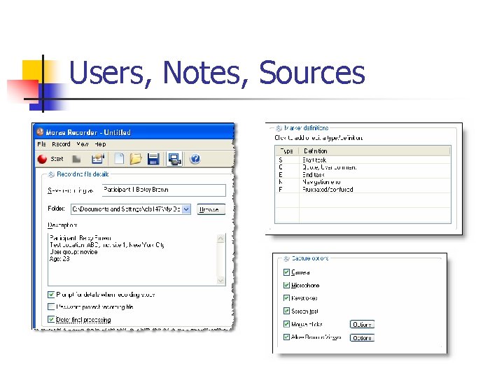 Users, Notes, Sources 