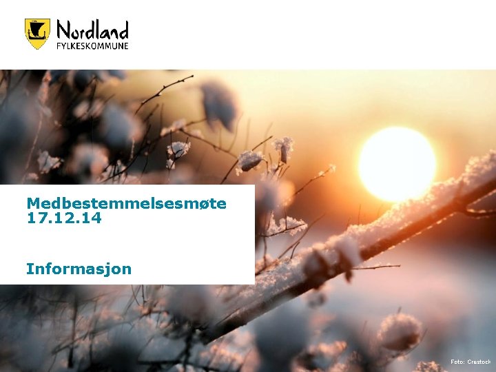 Medbestemmelsesmøte 17. 12. 14 Informasjon Foto: Crestock 