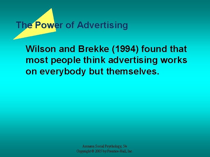 The Power of Advertising Wilson and Brekke (1994) found that most people think advertising