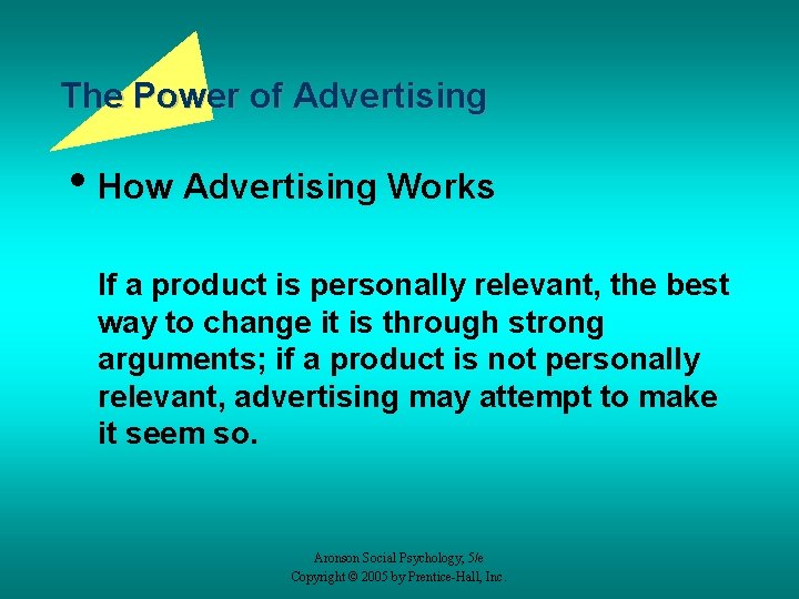 The Power of Advertising • How Advertising Works If a product is personally relevant,