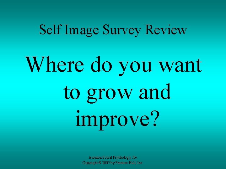 Self Image Survey Review Where do you want to grow and improve? Aronson Social