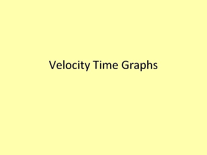 Velocity Time Graphs 