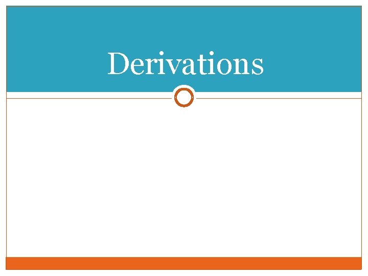 Derivations Derivations
