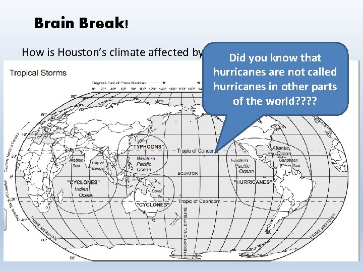 Brain Break! How is Houston’s climate affected by storms? Did you know that hurricanes