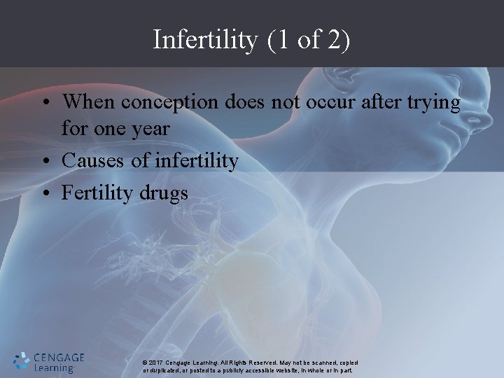 Infertility (1 of 2) • When conception does not occur after trying for one