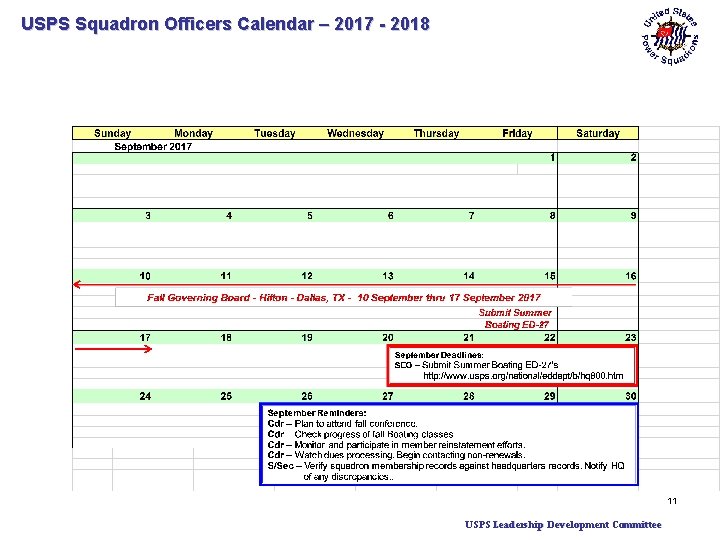 USPS Squadron Officers Calendar – 2017 - 2018 11 USPS Leadership Development Committee 