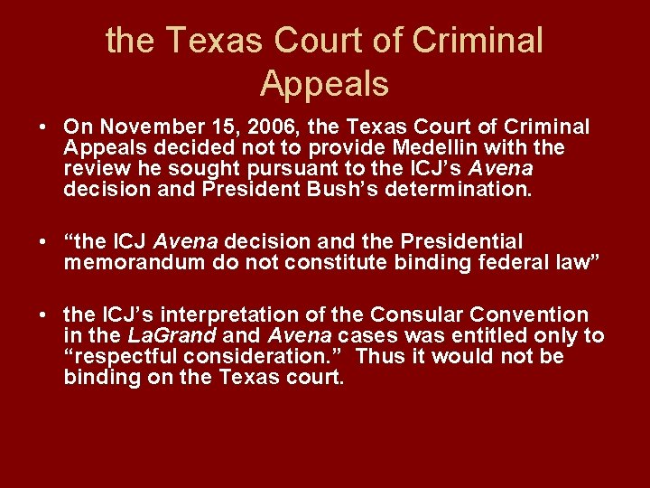 the Texas Court of Criminal Appeals • On November 15, 2006, the Texas Court
