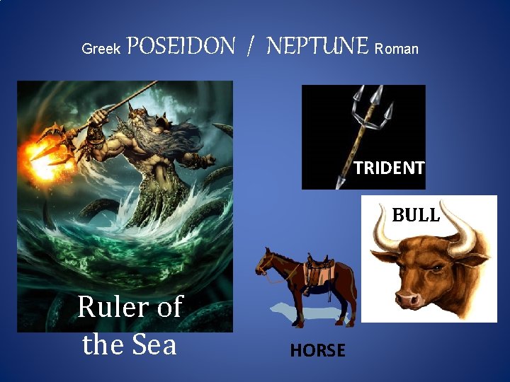 Greek POSEIDON / NEPTUNE Roman TRIDENT BULL Ruler of the Sea HORSE 