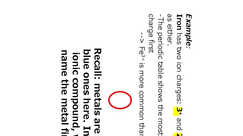 Example: Iron has two ion charges: 3+ and 2 as either. -The periodic table