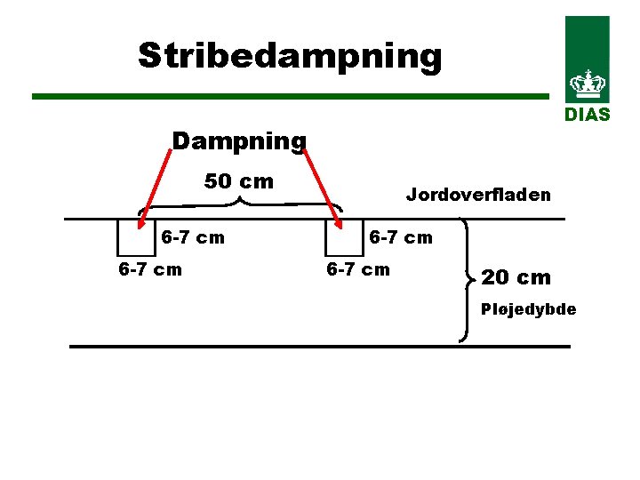 Stribedampning DIAS Dampning 50 cm 6 -7 cm Jordoverfladen 6 -7 cm 20 cm