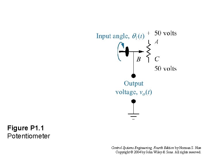 Figure P 1. 1 Potentiometer Control Systems Engineering, Fourth Edition by Norman S. Nise