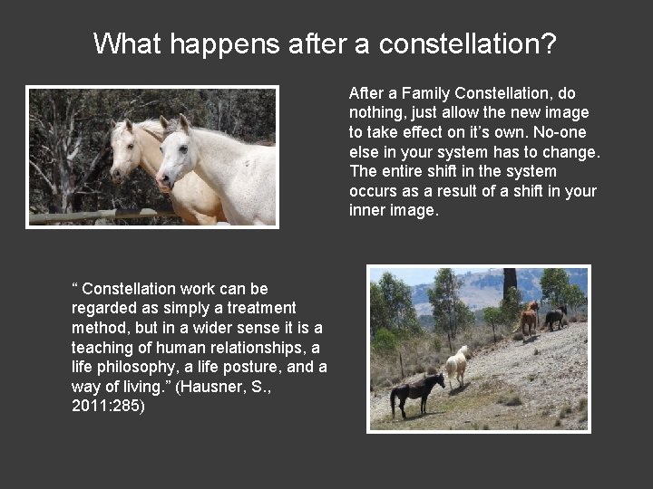 What happens after a constellation? After a Family Constellation, do nothing, just allow the