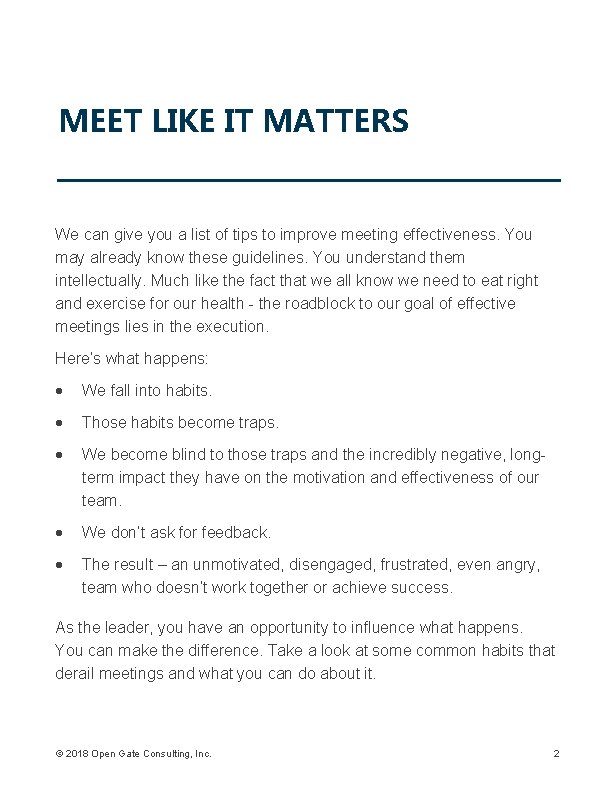 MEET LIKE IT MATTERS We can give you a list of tips to improve