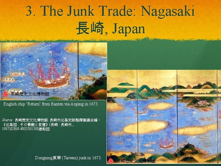 3. The Junk Trade: Nagasaki 長崎, Japan 長崎歷史文化博物館 English ship ‘Return’ from Banten via