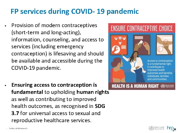 FP services during COVID- 19 pandemic § § 7 Provision of modern contraceptives (short-term