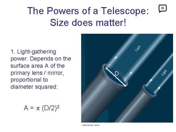 The Powers of a Telescope: Size does matter! 1. Light-gathering power: Depends on the