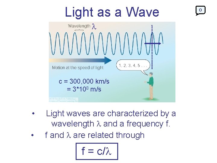 Light as a Wave c = 300, 000 km/s = 3*108 m/s • •