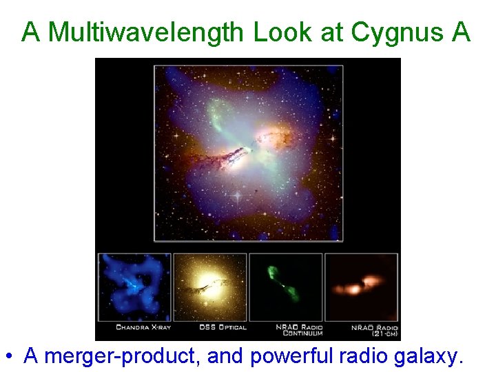 A Multiwavelength Look at Cygnus A • A merger-product, and powerful radio galaxy. 