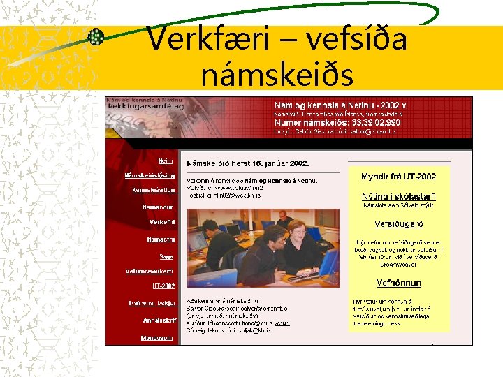 Verkfæri – vefsíða námskeiðs 