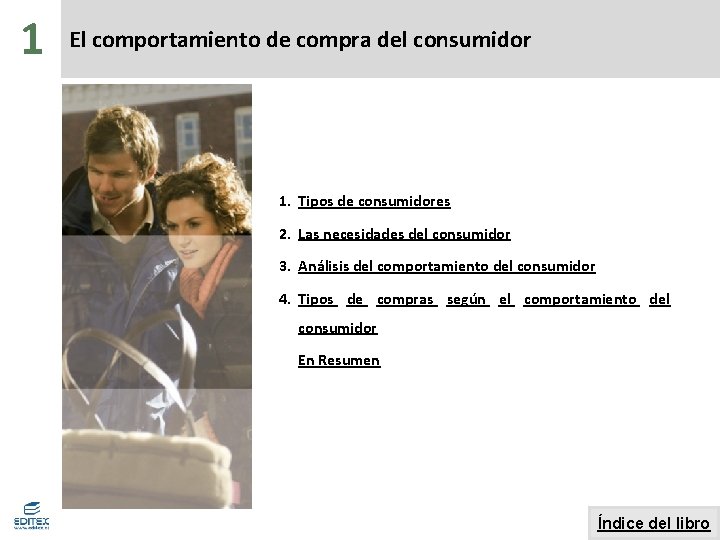 1 El comportamiento de compra del consumidor 1. Tipos de consumidores 2. Las necesidades