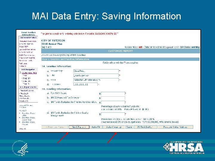 MAI Data Entry: Saving Information 