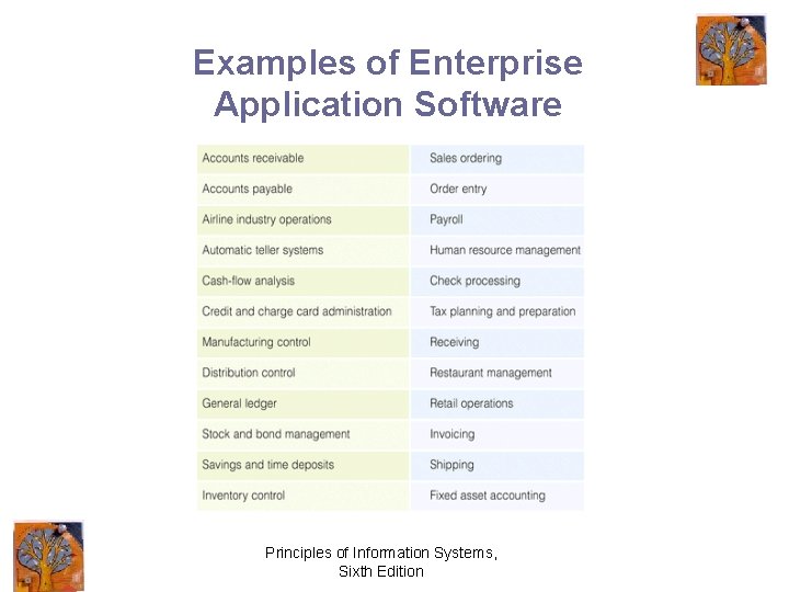 Examples of Enterprise Application Software Principles of Information Systems, Sixth Edition 