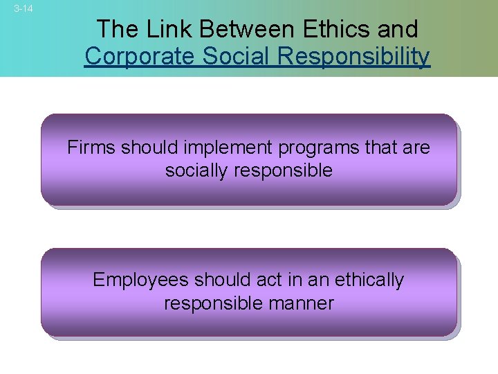 3 -14 The Link Between Ethics and Corporate Social Responsibility Firms should implement programs