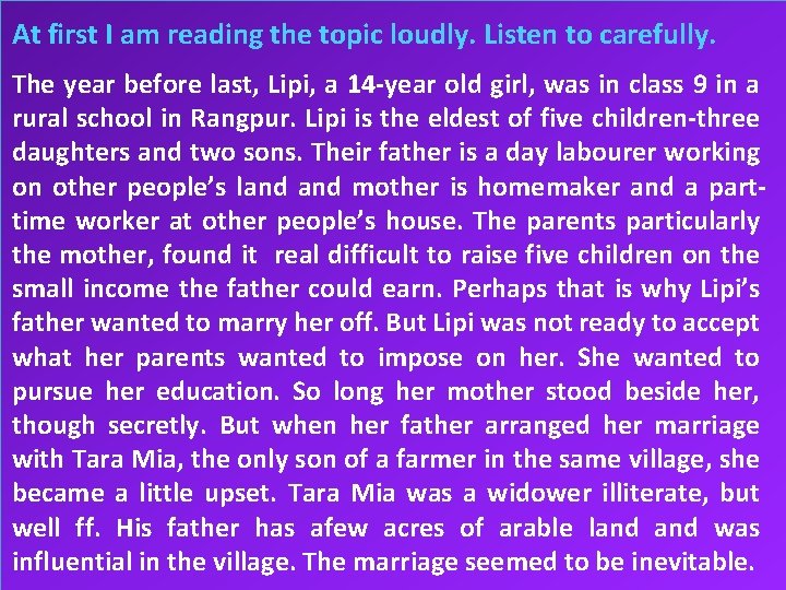 At first I am reading the topic loudly. Listen to carefully. The year before At first I am reading the topic loudly. Listen to carefully. The year before