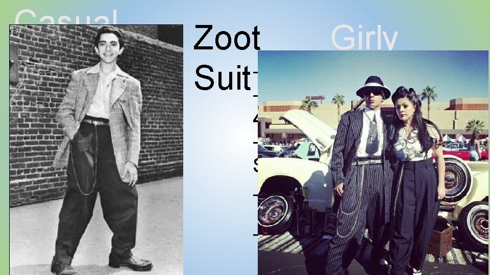 Casual Pachuco Zoot Girly -Hat with a Feather Suit-Button down Chuca Shirt with 40’s