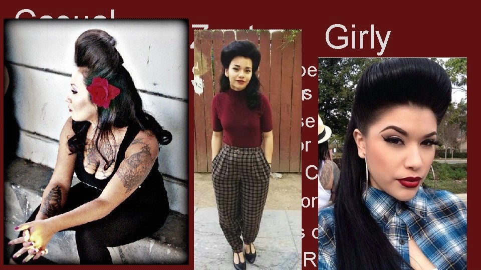 Casual Pachuco Zoot Girly -Pomped Hair with Suit-Hoops Chuca Flower -Blouse either Peasant Top,