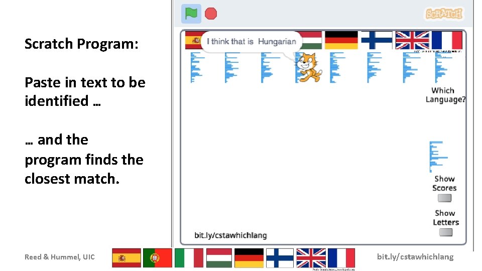 Scratch Program: Paste in text to be identified … … and the program finds