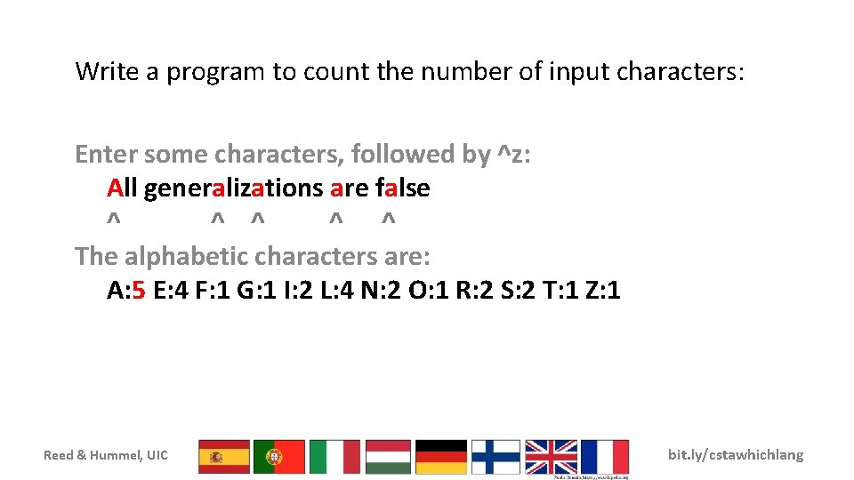 Write a program to count the number of input characters: Enter some characters, followed