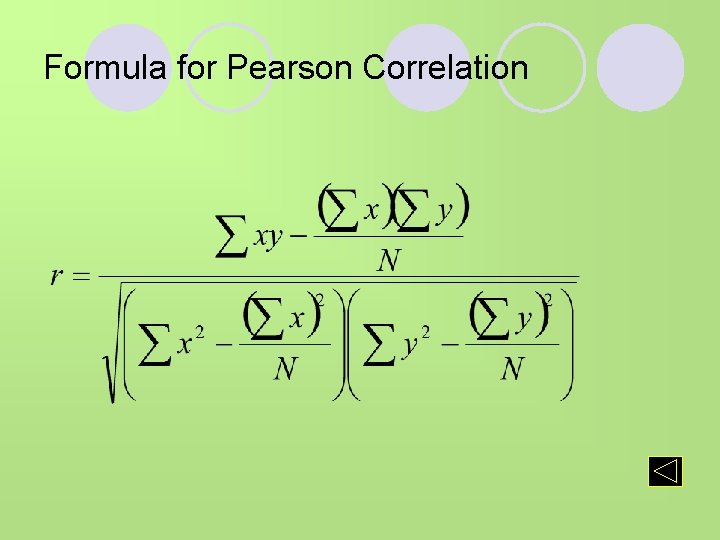 Formula for Pearson Correlation 